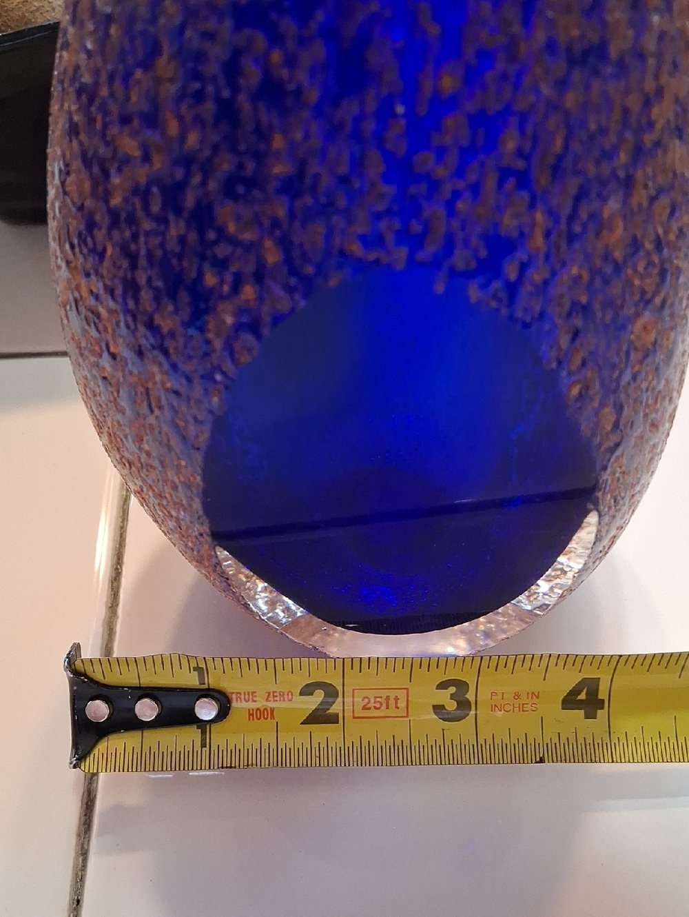 Super RARE Murano Cobalt Blue Glass Vase Gold TXTRD. By, Alessandro Mandruzzato. - Picture 12 of 16